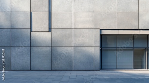 Wallpaper Mural Modern Architecture Facade with Rectangular Panels and Glass Entryway Minimalist Design Torontodigital.ca