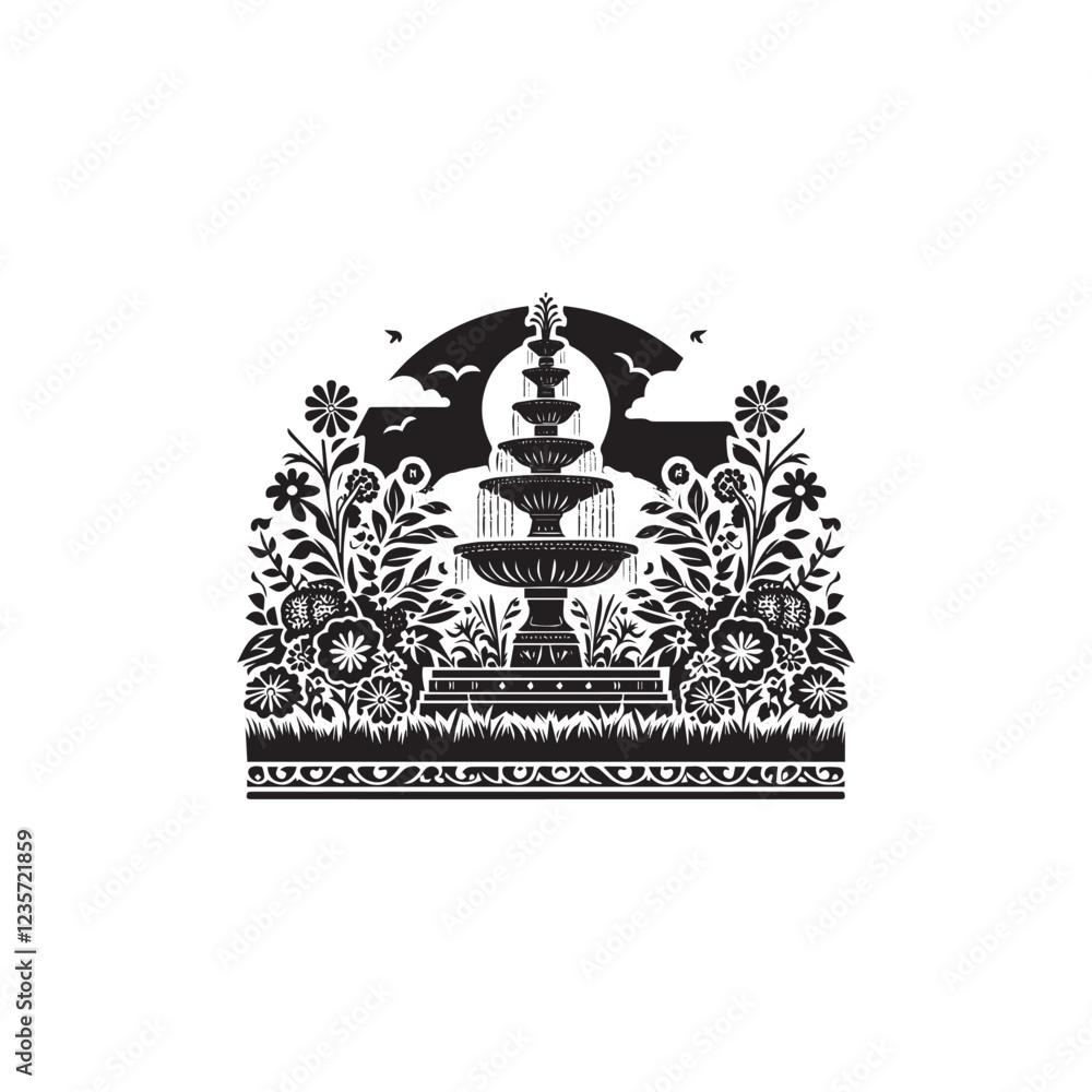 Fountain icon vector symbol design art illustration. Fountain icon vector symbol design art illustration.