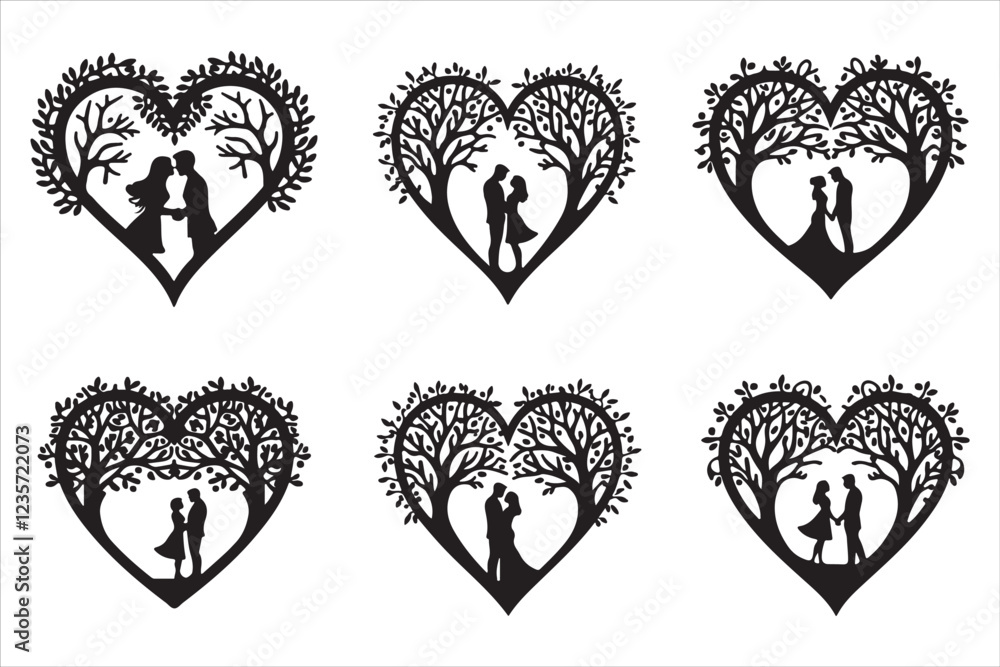 Romantic Heart Laser Cut Vector Template Romantic Heart Laser Cut Vector Template