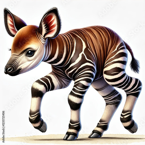 Beautiful Baby Okapi with Striped Legs