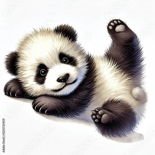 Playful Baby Panda Rolling on the Ground