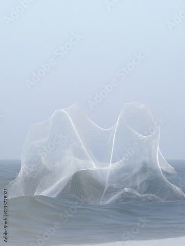 Minimalist Abstract Fabric Waves in a Soft Misty Atmosphere