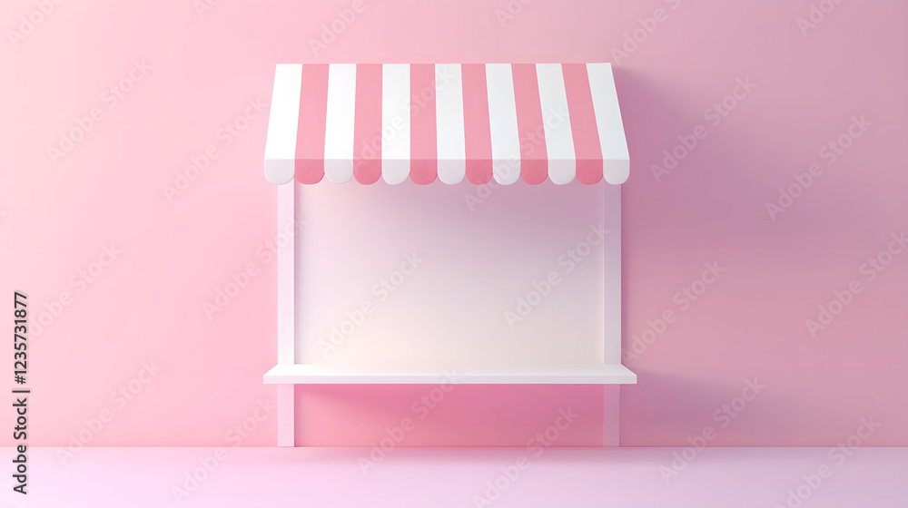 Pink and White Striped Awning over Empty Shelf Pink and White Striped Awning over Empty Shelf