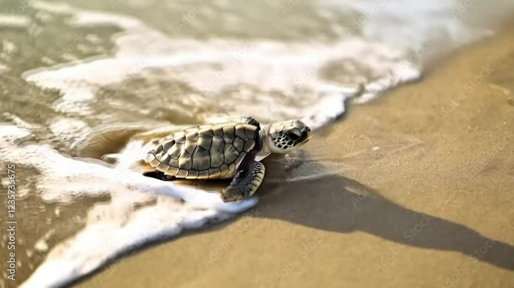 Scene of baby turtles on the beach, smooth repeating motion for background video animation Scene of baby turtles on the beach, smooth repeating motion for background video animation