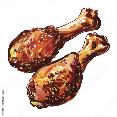Watercolor Fried Chicken Drumsticks – Crispy & Delicious Art