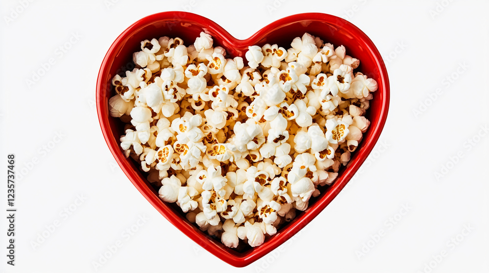 Delicious Buttery Popcorn in Red Heart Bowl Romantic Movie Snack Eat Food Love Date Film Salt Night Delicious Buttery Popcorn in Red Heart Bowl Romantic Movie Snack Eat Food Love Date Film Salt Night