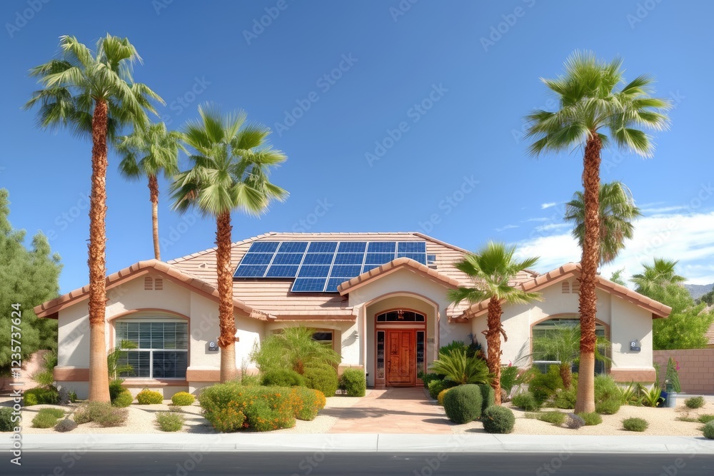 Fototapeta premium Desert Home with Solar Panels