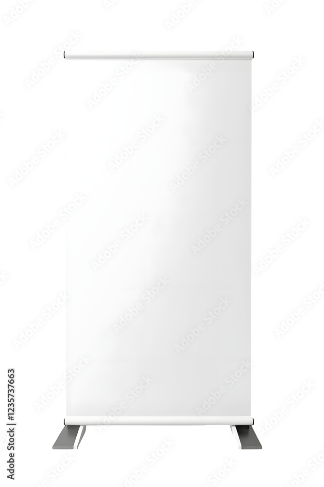 Blank white roll-up banner stand isolated on a white background
Blank white roll-up banner stand isolated on a white background