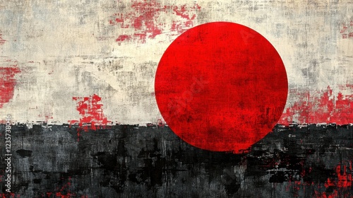 Abstract Japanese Flag Art