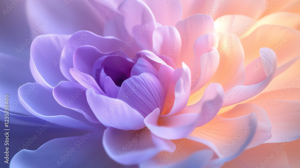 Soft pastel petals of blooming flower in warm sunlight Soft pastel petals of blooming flower in warm sunlight
