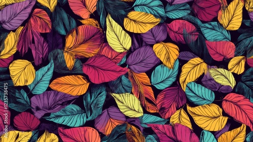 Vibrant Tropical Leaves Seamless Pattern