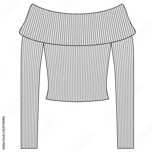 off shoulder sweater knitted mockup design.	
