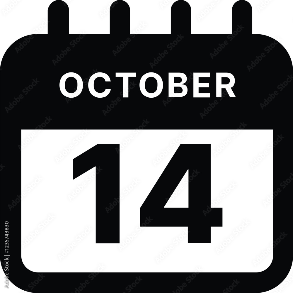 October 14 calendar icon design vector illustration October 14 calendar icon design vector illustration