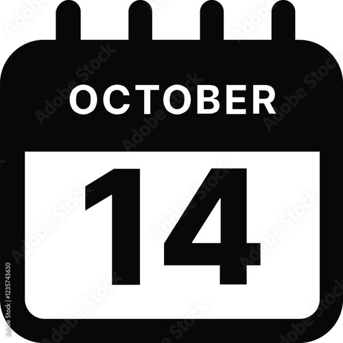 October 14 calendar icon design vector illustration