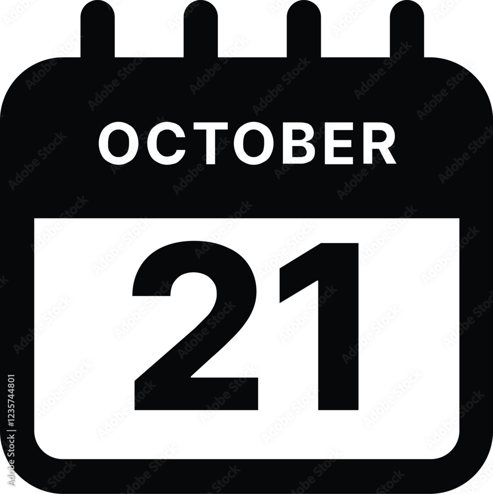 Fototapeta premium October 21 calendar icon design vector illustration
