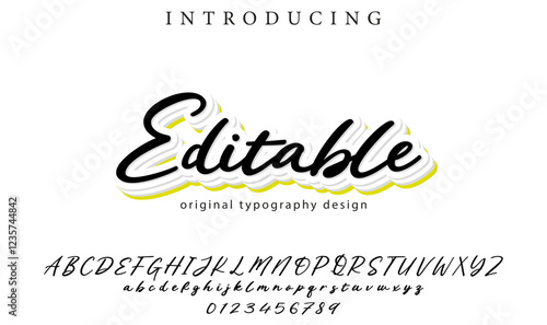 Editable Font Stylish brush painted an uppercase vector letters, alphabet, typeface