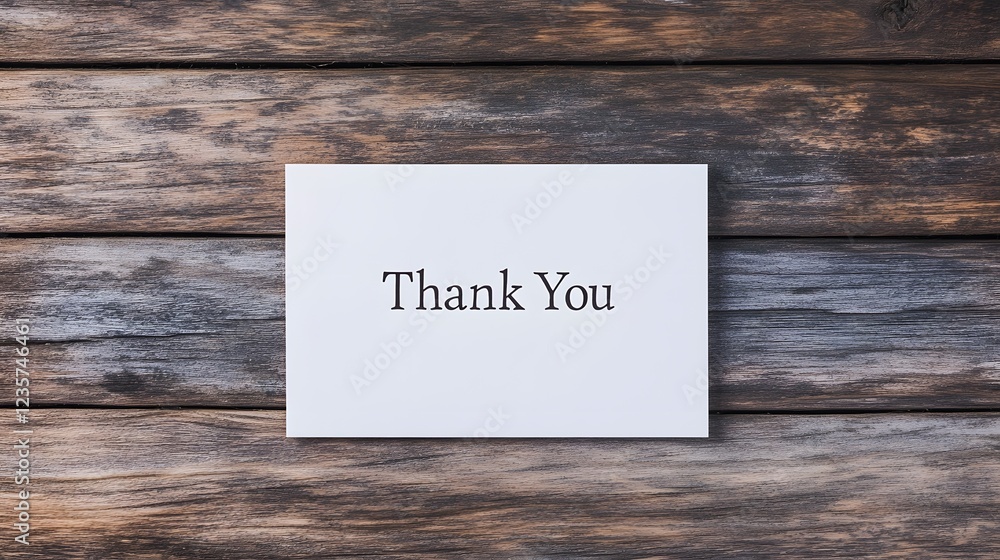 Minimalist Thank You Note with Typographic Message on Textured Wooden Background Minimalist Thank You Note with Typographic Message on Textured Wooden Background