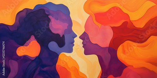 Abstract Artistic Representation of Sexual Dysfunctions and Gender Dysphoria with Symbolic Human Forms. Thoughtful Visualization of Emotional Complexity and Identity Struggles Related. Mental health