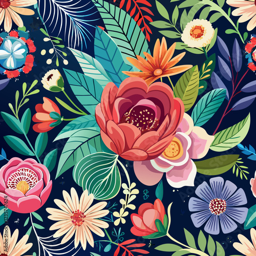 Seamless vector floral background. 