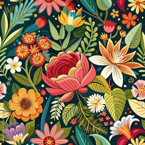 Seamless vector floral background. 