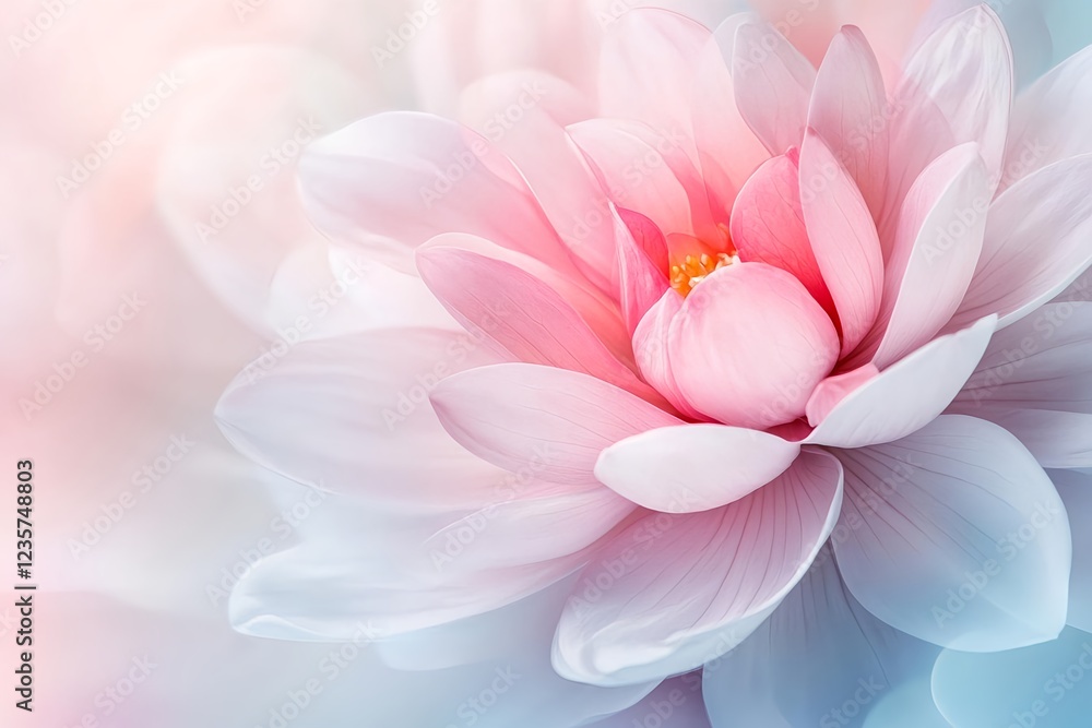 Fototapeta premium Serene Pink Lotus: A symphony of soft petals, ethereal beauty.