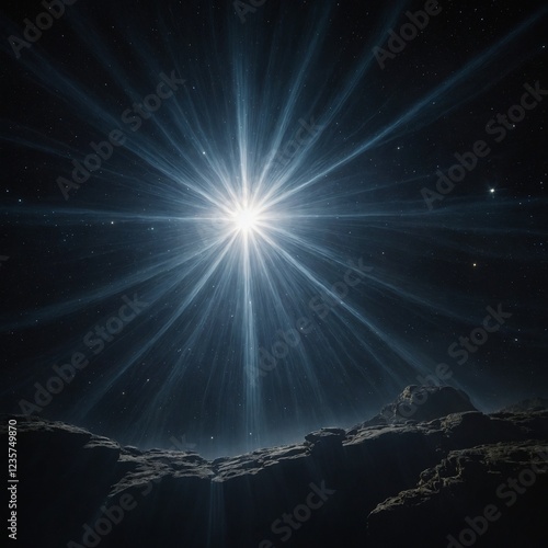 A fantasy-themed Sirius star glowing magically in an empty celestial realm.