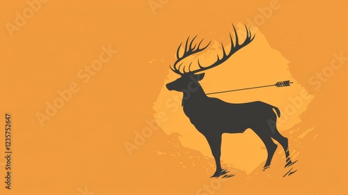 Vintage style silhouette of a deer with an arrow, showcasing nature and wildlife conservation themes. Generative AI photo