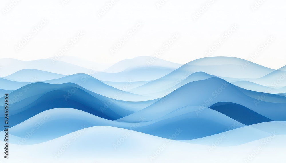 Abstract Blue Wave Mountainscape Illustration Design Abstract Blue Wave Mountainscape Illustration Design