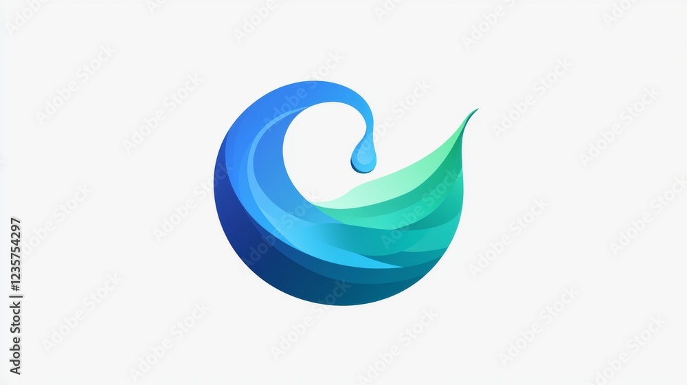 Creative design featuring a swirl of blue and green colors with a droplet, symbolizing water and fluidity in modern art. Generative AI Creative design featuring a swirl of blue and green colors with a droplet, symbolizing water and fluidity in modern art. Generative AI