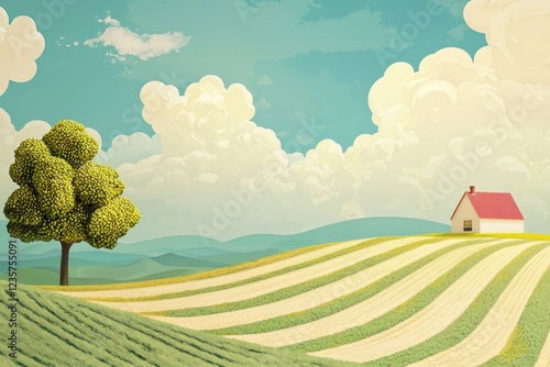 Sustainable smart farming innovations rural landscape digital art