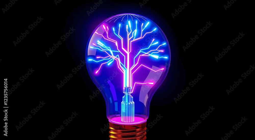 Illuminated Idea Neon Tree of Innovation within a Glowing Lightbulb Illuminated Idea Neon Tree of Innovation within a Glowing Lightbulb