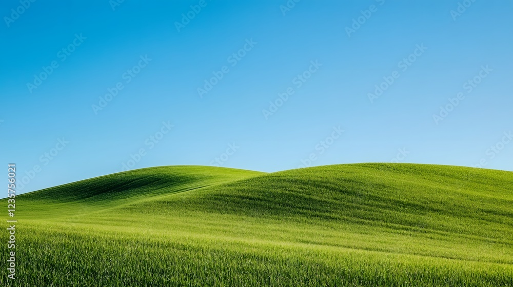 Fototapeta premium Picturesque Green Hills with Wind Turbines Representing Renewable Energy and Sustainability