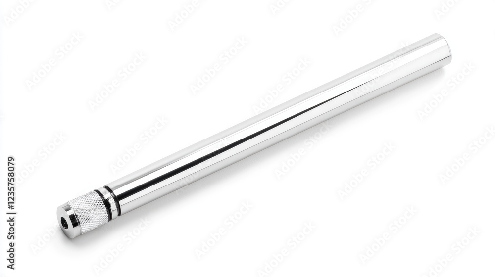 Chrome metal tube, isolated on white. Industrial part Chrome metal tube, isolated on white. Industrial part