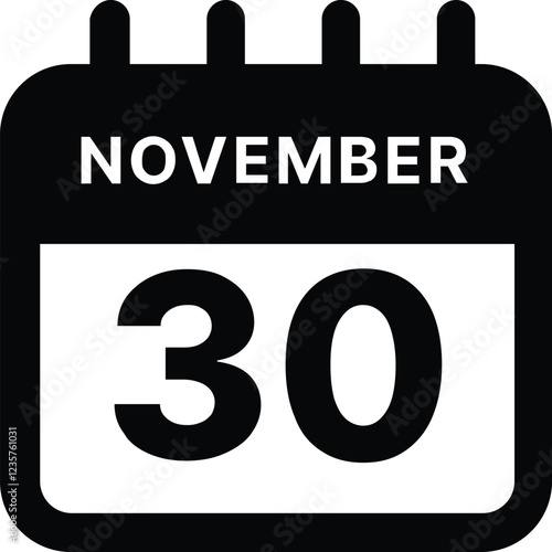 November 30 calendar icon design vector illustration