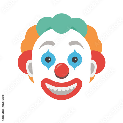 Classic clown face sticker with red nose, vector art