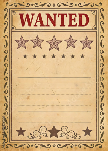 Wanted Notice Template with Stars