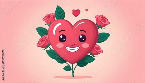 Cartoon Style Heart Expressing Love Valentine's Day Wedding Anniversary