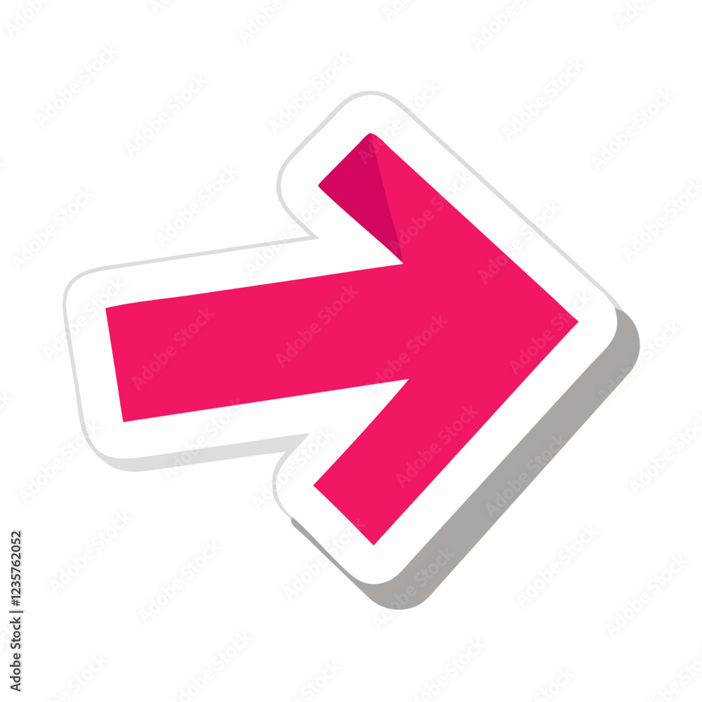 Fototapeta premium Pink right arrow sticker with modern design, vector illustration