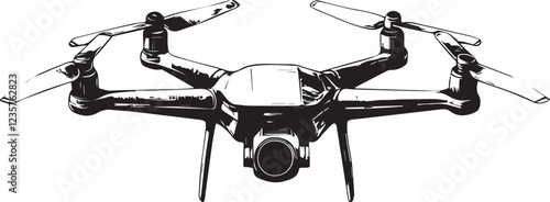 FPV Drone. Hand drawn vector illustration