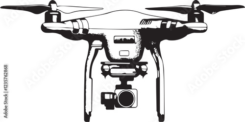 FPV Drone. Hand drawn vector illustration