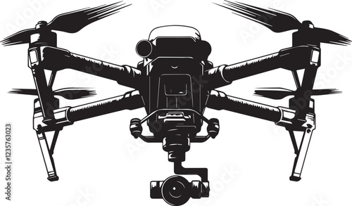FPV Drone. Hand drawn vector illustration