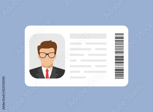 Driver license icon in flat style. Identification document vector illustration on isolated background. Profile card sign business concept.