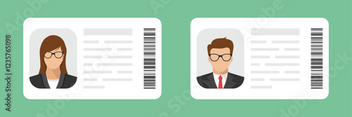 Driver license icon in flat style. Identification document vector illustration on isolated background. Profile card sign business concept.