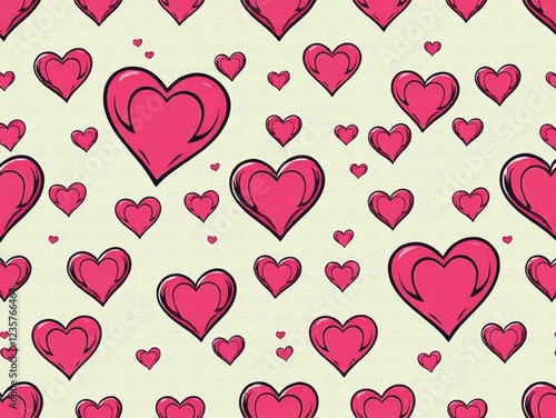 Hearts red and white pattern. Cute vector seamless background. heart shapes symbol of love and Valentines Day February 14 celebration. Romantic pattern design