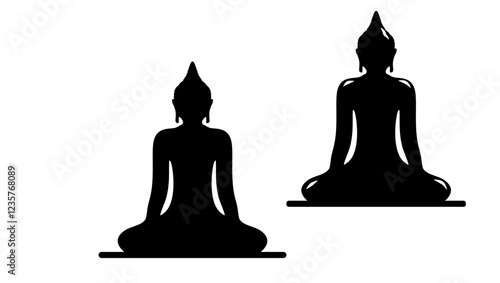 Buddha emblem, black isolated silhouette