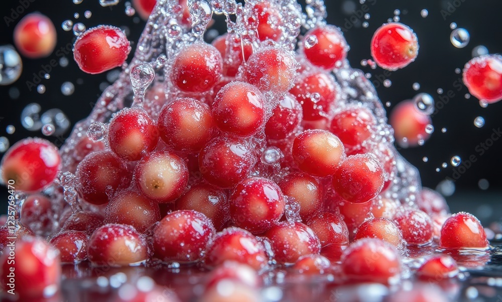 Fresh cherries splashing in water Fresh cherries splashing in water