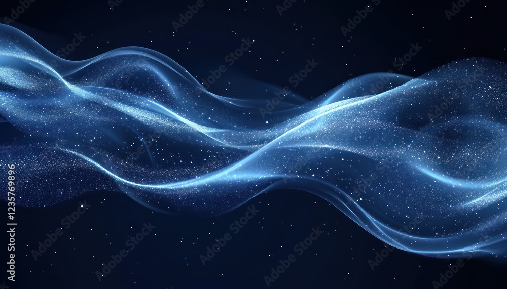 Abstract Blue Wave With Sparkling Glittering Dust Abstract Blue Wave With Sparkling Glittering Dust