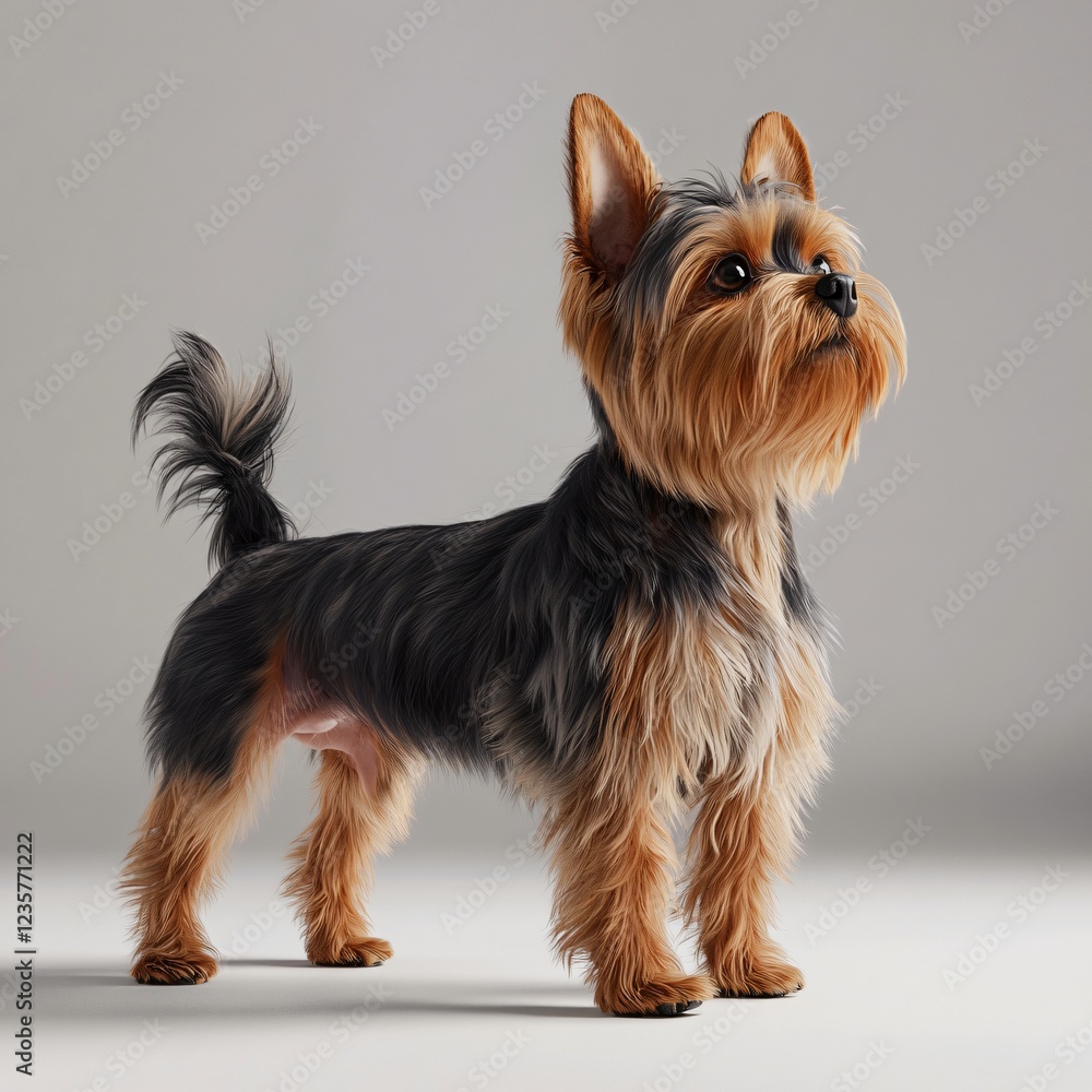 Adorable Yorkshire Terrier Puppy Standing Fluffy Coat Dog Portrait Adorable Yorkshire Terrier Puppy Standing Fluffy Coat Dog Portrait