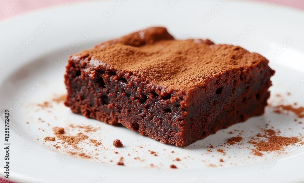 Delicious chocolate brownie with cocoa dusting Delicious chocolate brownie with cocoa dusting