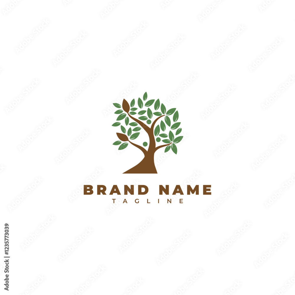 Fototapeta premium tree with green leaves. Logo, symbol, icon, illustration, vector, template, design